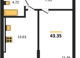 1-ком. квартира на продажу, 43.4 м2, поселок Малое Исаково