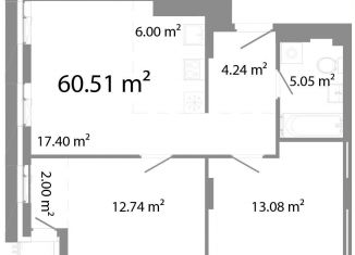 Продаю 3-комнатную квартиру, 60.5 м2, Челябинск