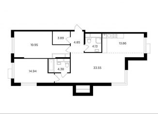 Продажа трехкомнатной квартиры, 99.6 м2, Москва, ЖК ТопХиллз, Электролитный проезд, 7