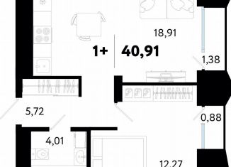 Продаю однокомнатную квартиру, 40.9 м2, Тюмень, Ленинский округ