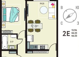 Продается 1-комнатная квартира, 46.5 м2, Липецк