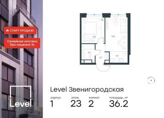 Продам двухкомнатную квартиру, 36.2 м2, Москва, жилой комплекс Левел Звенигородская, к1, СЗАО