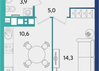 1-комнатная квартира на продажу, 37.9 м2, Ижевск, улица Архитектора П.П. Берша, 44, Устиновский район