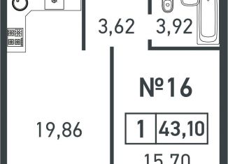 Продам однокомнатную квартиру, 43.1 м2, Краснодарский край, Атлантическая улица, 2к6