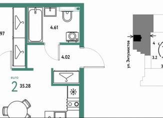 2-комнатная квартира на продажу, 35.3 м2, Екатеринбург, Орджоникидзевский район, Шефская улица, 28