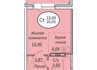 Продаю квартиру студию, 27 м2, Новосибирск, Октябрьский район