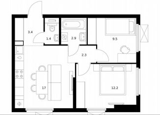 Продажа 2-ком. квартиры, 48.7 м2, Московская область