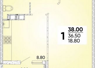 1-комнатная квартира на продажу, 38 м2, Краснодарский край, улица Доблести, 10