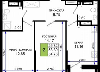 Продам двухкомнатную квартиру, 54.8 м2, Ростовская область