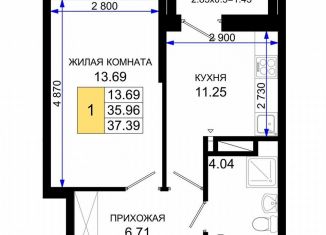 1-ком. квартира на продажу, 37.4 м2, Ростов-на-Дону