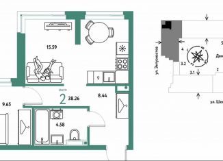 Продаю 2-комнатную квартиру, 38.3 м2, Екатеринбург, Шефская улица, 28