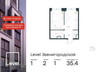 Продажа 1-ком. квартиры, 35.4 м2, Москва, жилой комплекс Левел Звенигородская, к1, станция Хорошёво