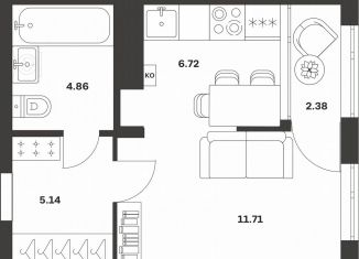 Продаю 1-ком. квартиру, 30.8 м2, Тула