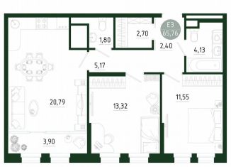 Продаю 2-ком. квартиру, 65.8 м2, Тула