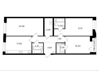 Продажа трехкомнатной квартиры, 110.6 м2, Москва, жилой комплекс Форивер, 3