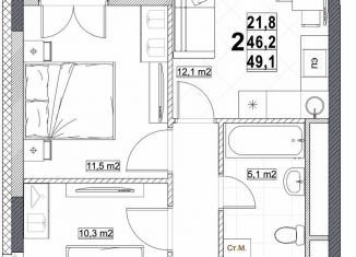 Продам 2-ком. квартиру, 49.1 м2, Нижний Новгород, Канавинский район