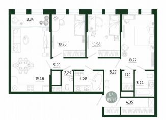 Продажа трехкомнатной квартиры, 85.6 м2, Тула