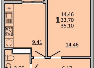 Продажа 1-комнатной квартиры, 35.1 м2, Ростов-на-Дону