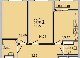 Продам двухкомнатную квартиру, 54.3 м2, Ростов-на-Дону, Советский район, улица Зорге, 11/2