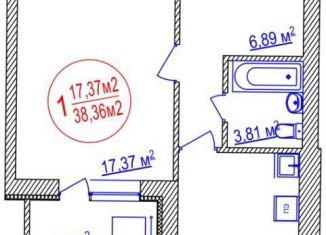 Продается 1-комнатная квартира, 38.4 м2, Республика Башкортостан, улица Лётчиков, 1/8