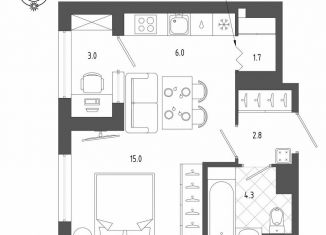 Продажа квартиры студии, 41.3 м2, Санкт-Петербург, Измайловский бульвар, 11