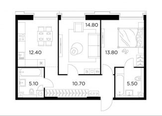 2-ком. квартира на продажу, 62.3 м2, Москва