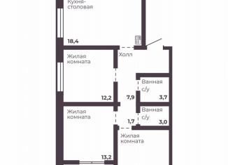 Продается трехкомнатная квартира, 71.6 м2, Челябинск