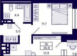 Продается 1-комнатная квартира, 36.8 м2, Новосибирск, Кировский район