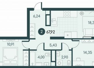 2-ком. квартира на продажу, 67.9 м2, Курган