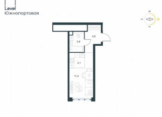 Продам квартиру студию, 23.2 м2, Москва, жилой комплекс Левел Южнопортовая, 3