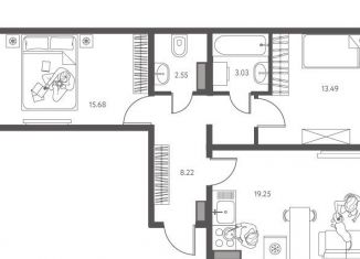 Продажа 2-ком. квартиры, 66.3 м2, Липецк, улица Перова, 2Д