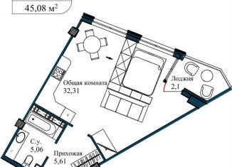 1-ком. квартира на продажу, 47.8 м2, Севастополь, улица Лётчиков, 10