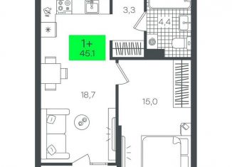 Продается 1-ком. квартира, 45.2 м2, Тюмень