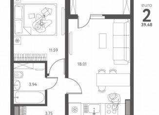 Продажа 1-комнатной квартиры, 39.5 м2, Липецкая область, улица Перова, 2Д