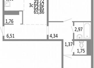 Продажа 3-ком. квартиры, 64.9 м2, Челябинск