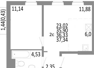 Продаю 2-ком. квартиру, 36.3 м2, Челябинск