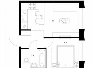 1-ком. квартира на продажу, 31.1 м2, Москва