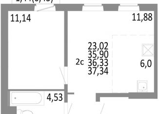 Продается 2-комнатная квартира, 36.3 м2, Челябинск