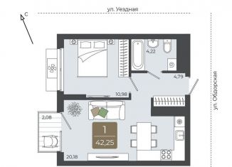 Продам 1-комнатную квартиру, 42.3 м2, Тюмень