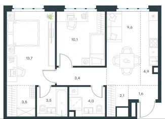 Продается трехкомнатная квартира, 56.4 м2, Москва, ЮВАО, жилой комплекс Левел Южнопортовая, 13