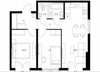 Продам 2-ком. квартиру, 55.7 м2, Мытищи