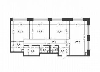 Трехкомнатная квартира на продажу, 81.6 м2, Москва, 3-я очередь, к9