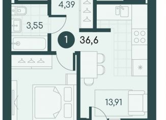 Продаю 1-ком. квартиру, 36.6 м2, Курган