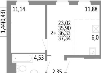 Продам 2-ком. квартиру, 36.3 м2, Челябинск