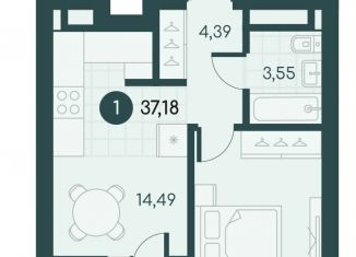 1-комнатная квартира на продажу, 37.2 м2, Курган