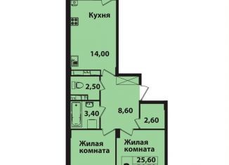 Продаю 2-ком. квартиру, 59.5 м2, Ставрополь, Гражданская улица, 5, микрорайон № 14