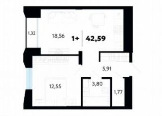 Продаю 1-ком. квартиру, 42.6 м2, Тюменская область