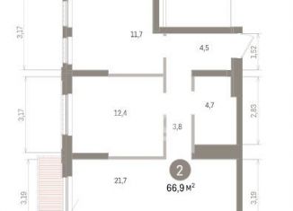 Продам 2-ком. квартиру, 66.9 м2, Липецк, площадь Петра Великого, 1