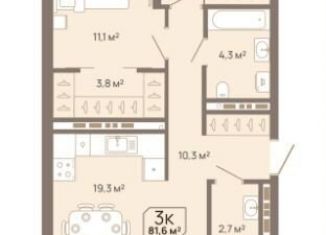 Продам 3-комнатную квартиру, 81.6 м2, Тюменская область, Заполярная улица, 3к1