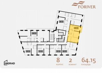 2-комнатная квартира на продажу, 64.2 м2, Москва, жилой комплекс Форивер, 8, ЮАО